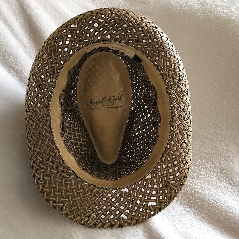 AUGUSTO DI ZOLA- Straw Hat/Fedora,Tan-EUC! - Picture 7 of 15